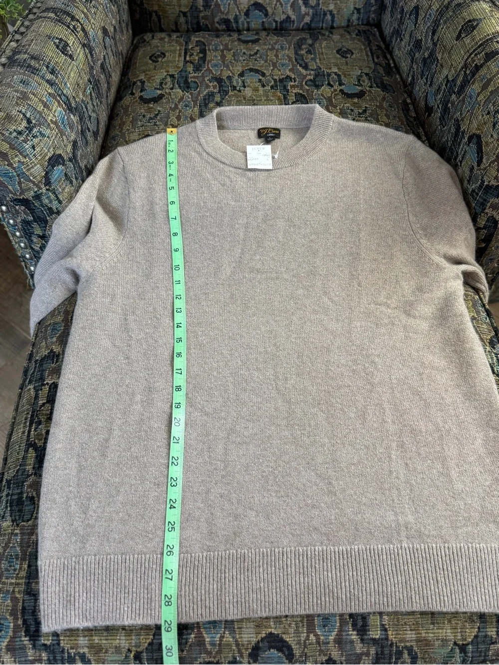 J.Crew 100% Cashmere Crewneck Sweater Taupe Oatmeal Large CB520
